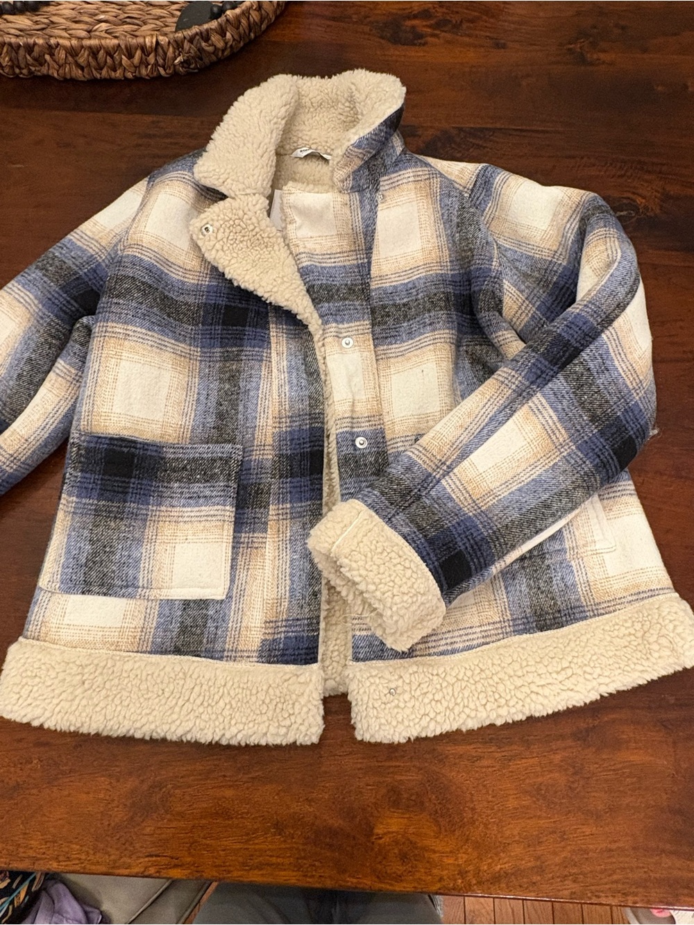 Kohl's Sherpa-Lined Jacket in Cream and Blue
